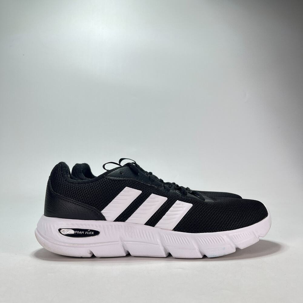 adidas Cloudfoam Flex Laces Core Black White Casual Shoes HQ4854 Men's Size 10